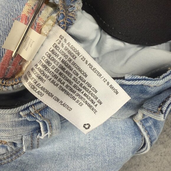 Womens Size 8 High Waist Embroidered Seam Cotton Blend Stretch Skinny Leg Denim - Picture 5 of 7